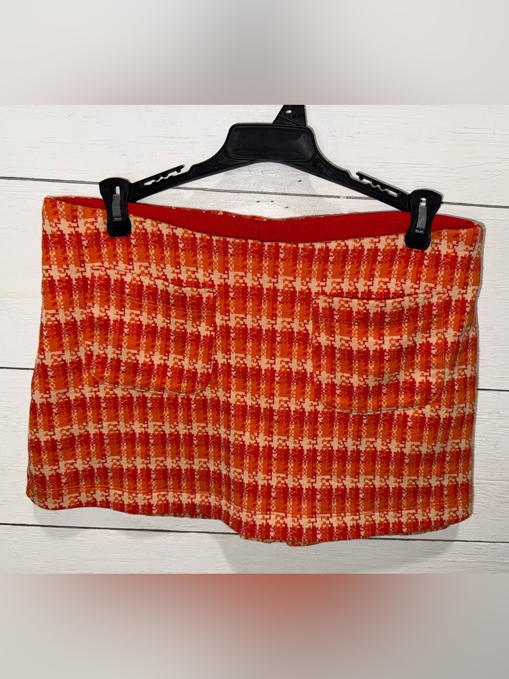 Anthropology Maeve Women's Orange Plaid Mini Skirt/Skort. Sz Sm 70s Hippie style